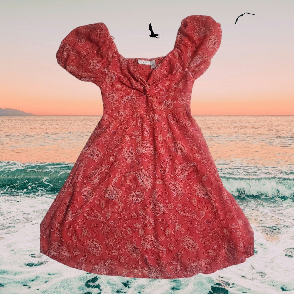 Pink Ruched Puff Sleeve Sundress